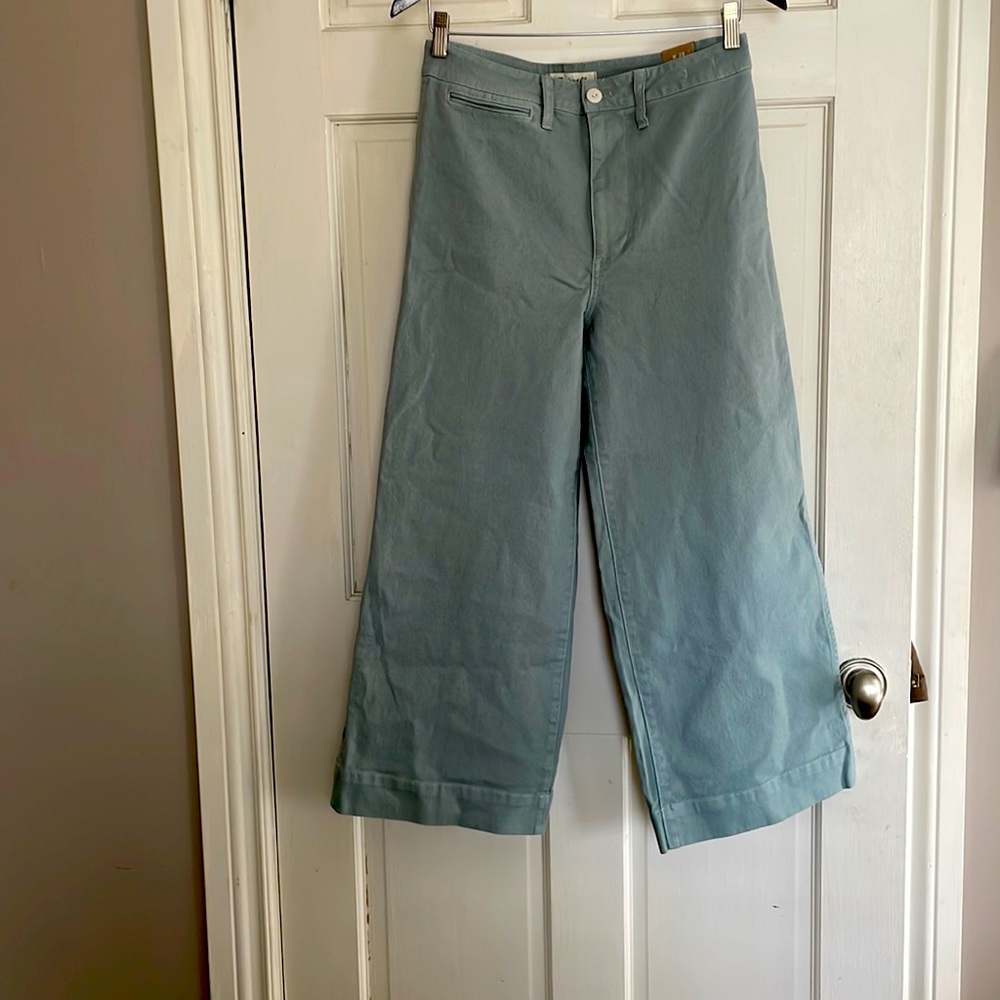 Madewell Women's Emmett Wide Leg Crop Pants, Sage Green, Size 28